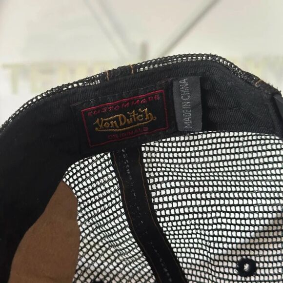 Vintage Von Dutch Skull & Crossbones Double Patch Trucker Hat - Picture 5 of 5